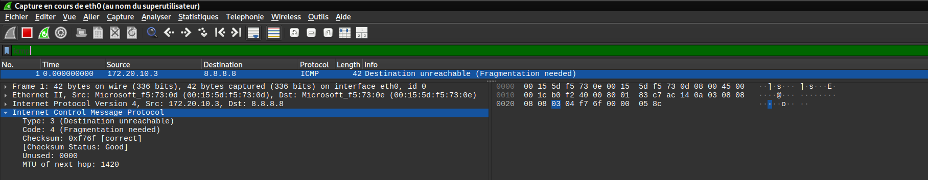 iPhone Personal Hotspot - Test PMTUD déclenchant le kernel panic