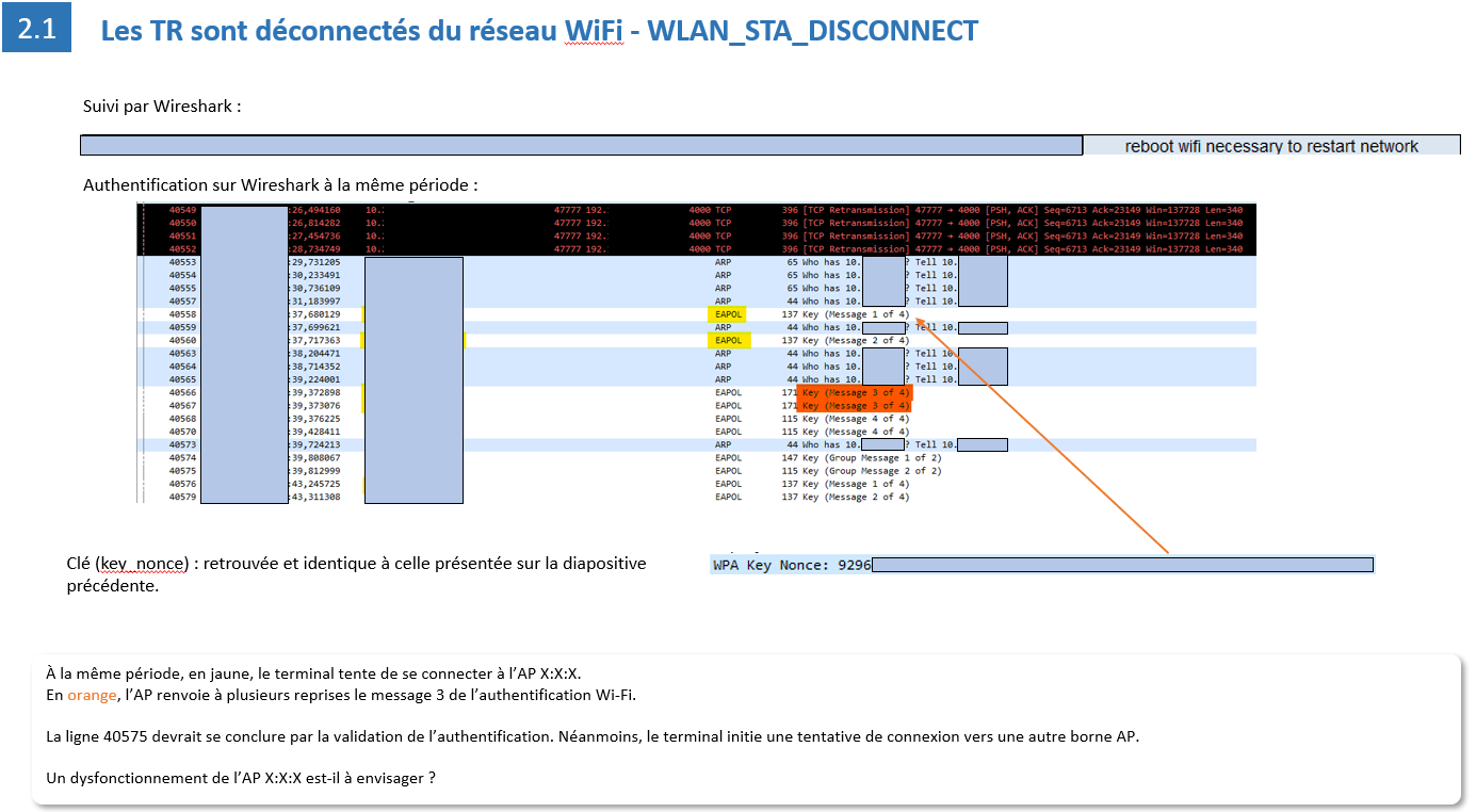 Logs terminaux : reconnexion et key nonce WPA