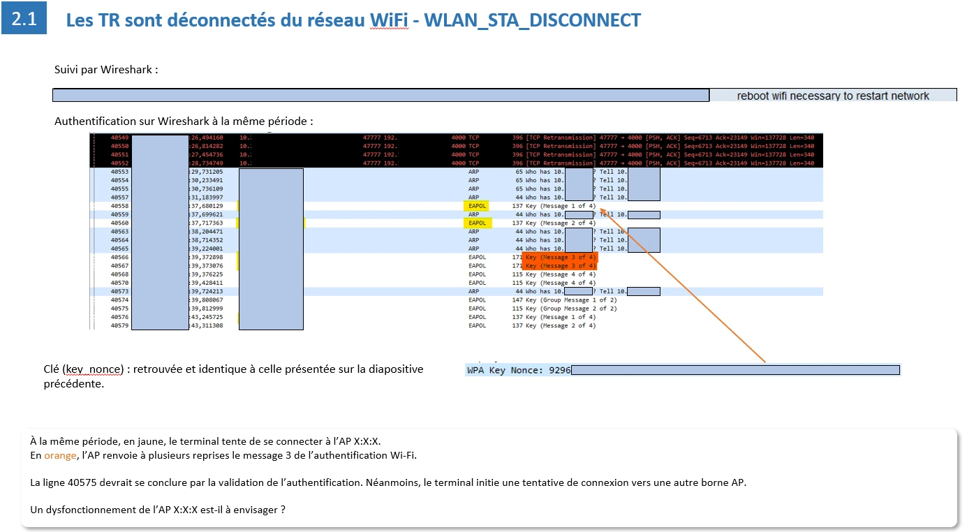 Logs terminaux : reconnexion et key nonce WPA